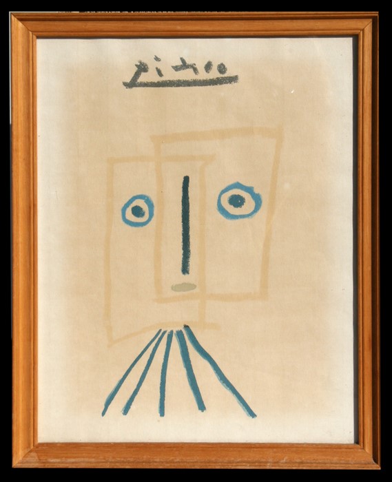 A 1950's Pablo Picasso lithograph, framed & glazed, 29 by 38cms (11.5 by 15ins).