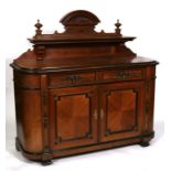 A late 19th century walnut sideboard with two frieze drawers above a cupboard, 150cms (59ins) wide.