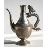 A Chinese silver plated ewer with dragon handle, 18cms (7ins) high.