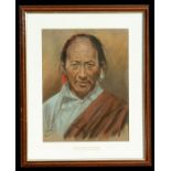 Qah (?) - Native of Himalaya - pastel, framed & glazed, 30 by 38cms (11.75 by 15ins).