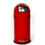 A Hailo KickMaxx red pedal bin. 84cm (33ins) high