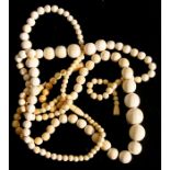 Three late 19th / early 20th century graduated ivory bead necklaces (3).