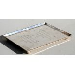 A silver plated visiting card tray, made from the printing plate of the wedding invitation for