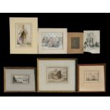 A group of framed & unframed watercolours, to include a rocky landscape attributed to Francis