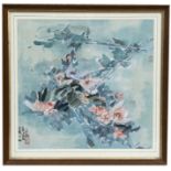 A 20th century Chinese watercolour depicting roses, Chen Yu Hua, Framed and glazed. 46cm by 44cm (18