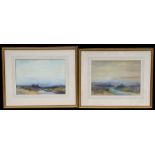 Tom Ball (b1888) - Mists on the Moor - signed lower left, a pair of watercolours, framed & glazed,