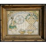An 18th / 19th century Indian astrological chart watercolour, framed & glazed, 37 by 28cms (14.5