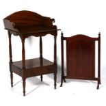 A Victorian mahogany two-tier washstand, 56cms (22ins) wide; together with an Edwardian mahogany