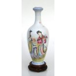 A Chinese Republic vase on stand decorated with Shoulau and an attendant and calligraphy, seven-