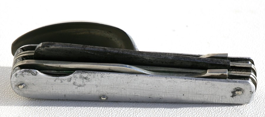 An early combination campaign knife, fork & spoon made by John Watts of Sheffield - Image 2 of 3