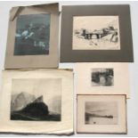 A folio containing etchings & prints, to include William Westley Manning (1868-1954) and John