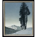 Hans Figura (1898-1978) - Fir Trees on a Snowy Mountainside - aquatint, framed & glazed, 35 by 44cms