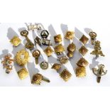 An assortment of 30 military cap badges etc