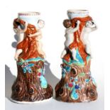 A pair of 18th century Chinese Export tazza bases moulded with cherubs, circa 1780, 31cms (12.25ins)