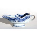 A 19th century Chinese Export blue & white sauce boat, the interior decorated with deer in a