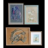 Collino, Julie - a group of three abstract studies, signed, watercolours, framed & glazed, the
