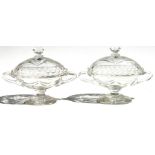 A pair of 19th century cut glass sweet meat dishes and covers (possibly Irish), 25.5cms (10ins)