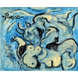 After Picasso - Minotaur Ravishing a Female Centaur - watercolour on card, unframed, 66 by 54cms (26