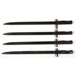 Three 1907 British Enfield bayonets and a 1917 US Enfield bayonet. Blade length 43cms (17ins)