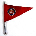 An early 20th century Swiss Automobile Club pennant on chrome pole, 36cms (14ins) wide.