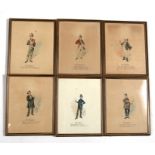 A set of six watercolour paintings depicting characters from Dickens novels, including Mr