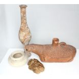 Antiquities. Roman / Greek style pottery ewer in the form of a ram, 25cms (.75ins) long; together