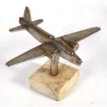 A plated WW2 medium bomber the Vickers Wellington mounted on a marble base. Wingspan 25cms (9.