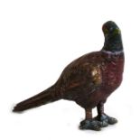 A cold painted bronze figure of a pheasant, stamped '84' to underside, 11cms (4.25ins) long.