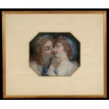 19th century school - Portrait of Two Young Ladies - pastel, framed & glazed, 27 by 23cms (10.5 by