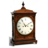 A 19th century mahogany double fusee bracket clock, the eight inch white painted dial with Roman