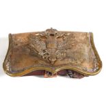 An Austro-Hungarian late 19th century military silver cross belt pouch, red leather box with