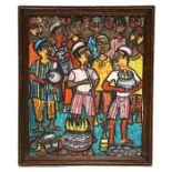 Kola Sorunke (Modern Nigerian) - A Group of Ethnic Musicians - signed & dated '81 lower right,