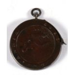 An Edwardian white metal mounted coin vesta case incorporating a George III 'Cartwheel' two pence