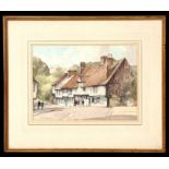 20th century British School - Street Scene - (Possibly Saffron Waldron) indistinctly signed lower