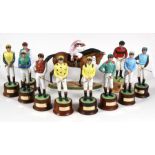 A group of Caughley porcelain limited edition horse racing jockey figures, to include Lester