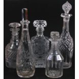 A quantity of 19th century cut glass decanters.Condition ReportMushroom top decanter has some