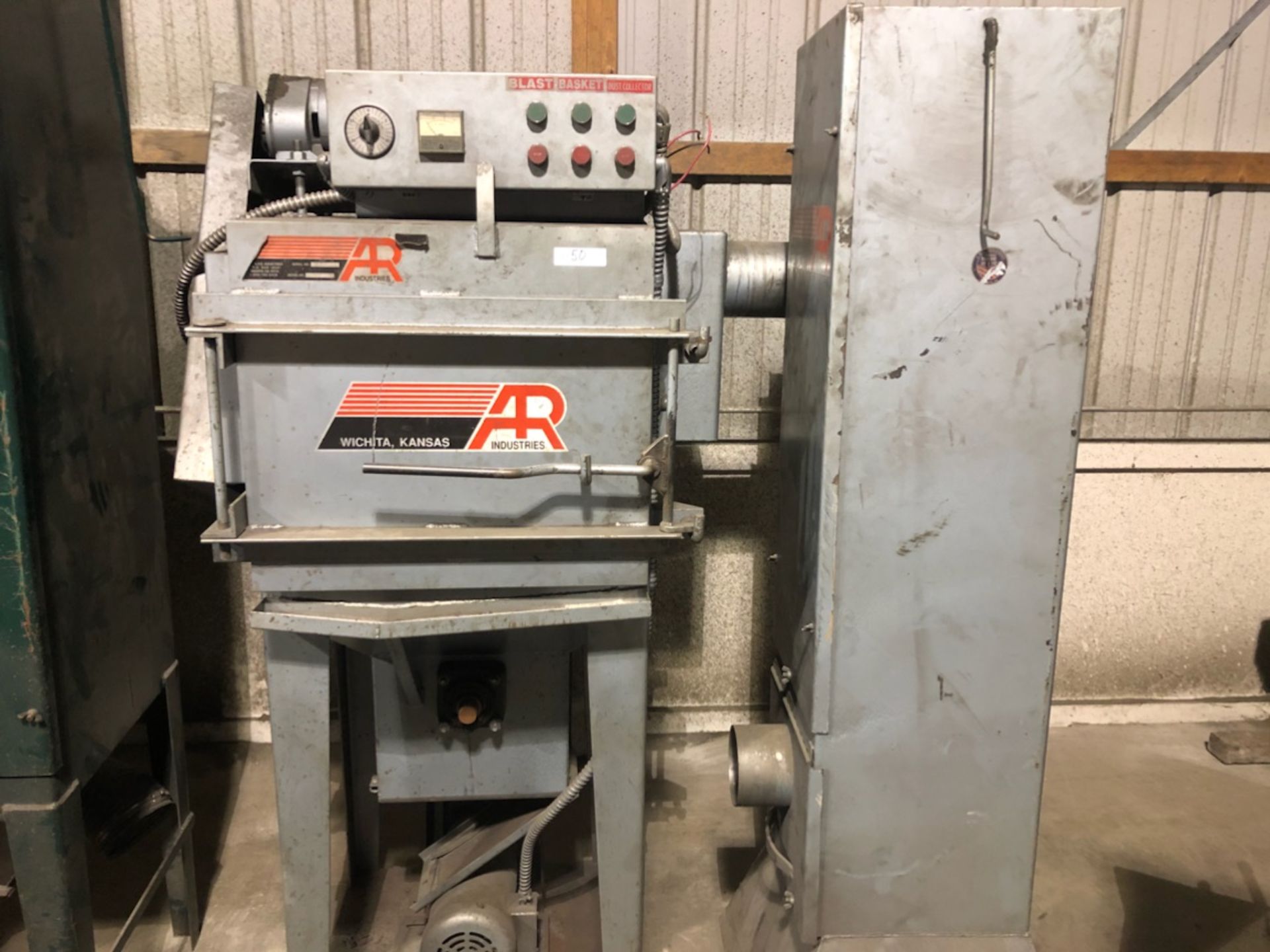 WICHITA KANSAS INDUSTRIES MODEL MB 2.5 TUMBLE BLASTER AND DUST COLLECTION