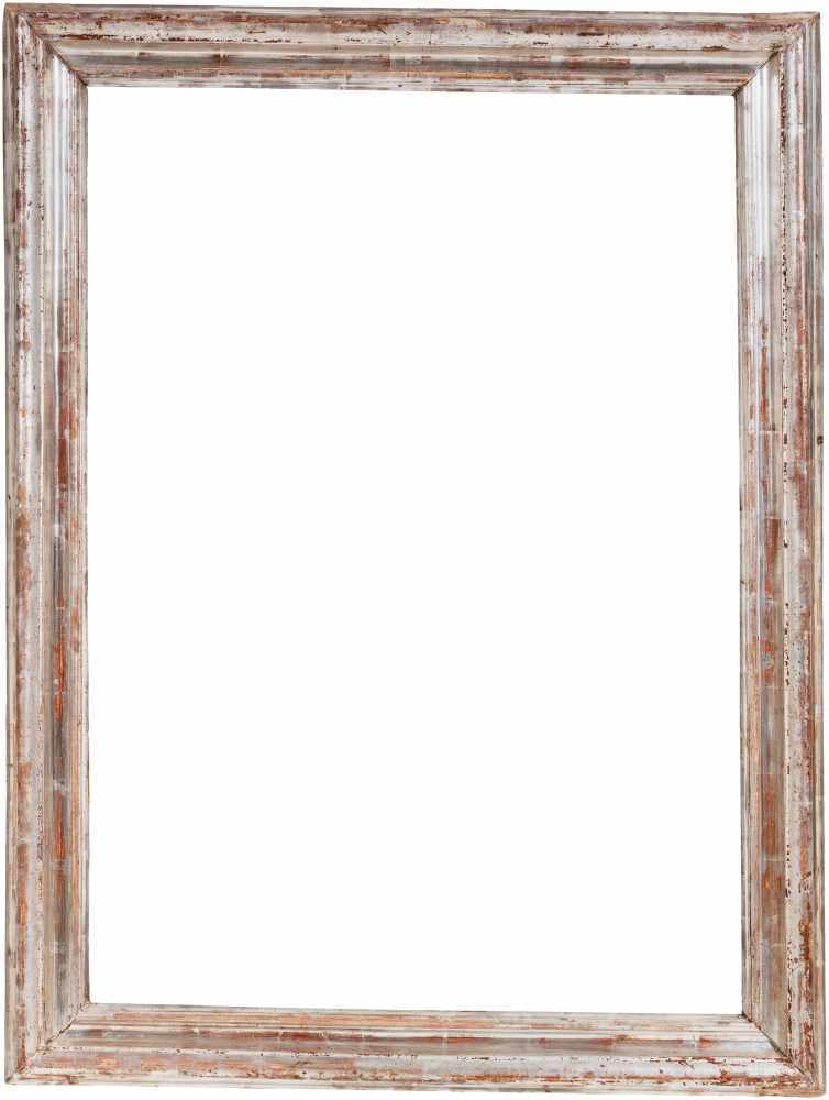 Salvator Rosa Rahmen, Italien 18.Jh.,versilbert, gekehlte Sichtleiste, Halbrundstab, ansteigende