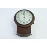 A late 19th century mahogany cased fusee 8 day wall clock, complete but dial requires repaint,