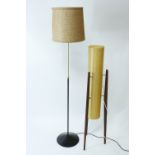 A original rocket lamp on a tripod base, along with retro standard lamp