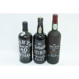 Three bottles of Portuguese port to include Calem, Porto Messias and Real Viniciola
