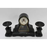 French garniture clock with brocat escapement and mercury pendant