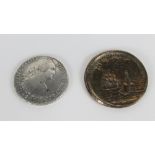 A Spanish colonial 8 Reales coin, 1808, Mexico city mink mark, along with a Charles VI of