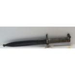 An 1896 pattern Swedish Mauser M96 bayonet with steel grip, the straight fullered blade stamped with