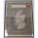 A 20th Century colour print, The Arms of the Realm & ancient local principles of Scotland, 100cm x