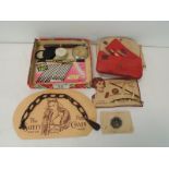 A small quantity of interesting collectables including a circa 1920's "The Ideal Flapper Clip" on