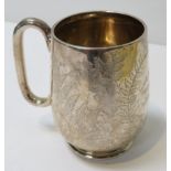 A Victorian silver christening mug with engraved fan decoration, Sheffield 1879, 3.7ozt