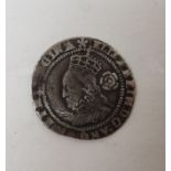 Elizabeth I - Threepence 1574, with rose and date, mm Eglantine, f/vf