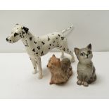 A Beswick figure of a standing Dalmation Arndolene; a Beswick Yorkshire terrier & a Royal Doulton