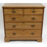 A late 19th Century pine chest of two short & three long drawers on low bracket supports, 103cm